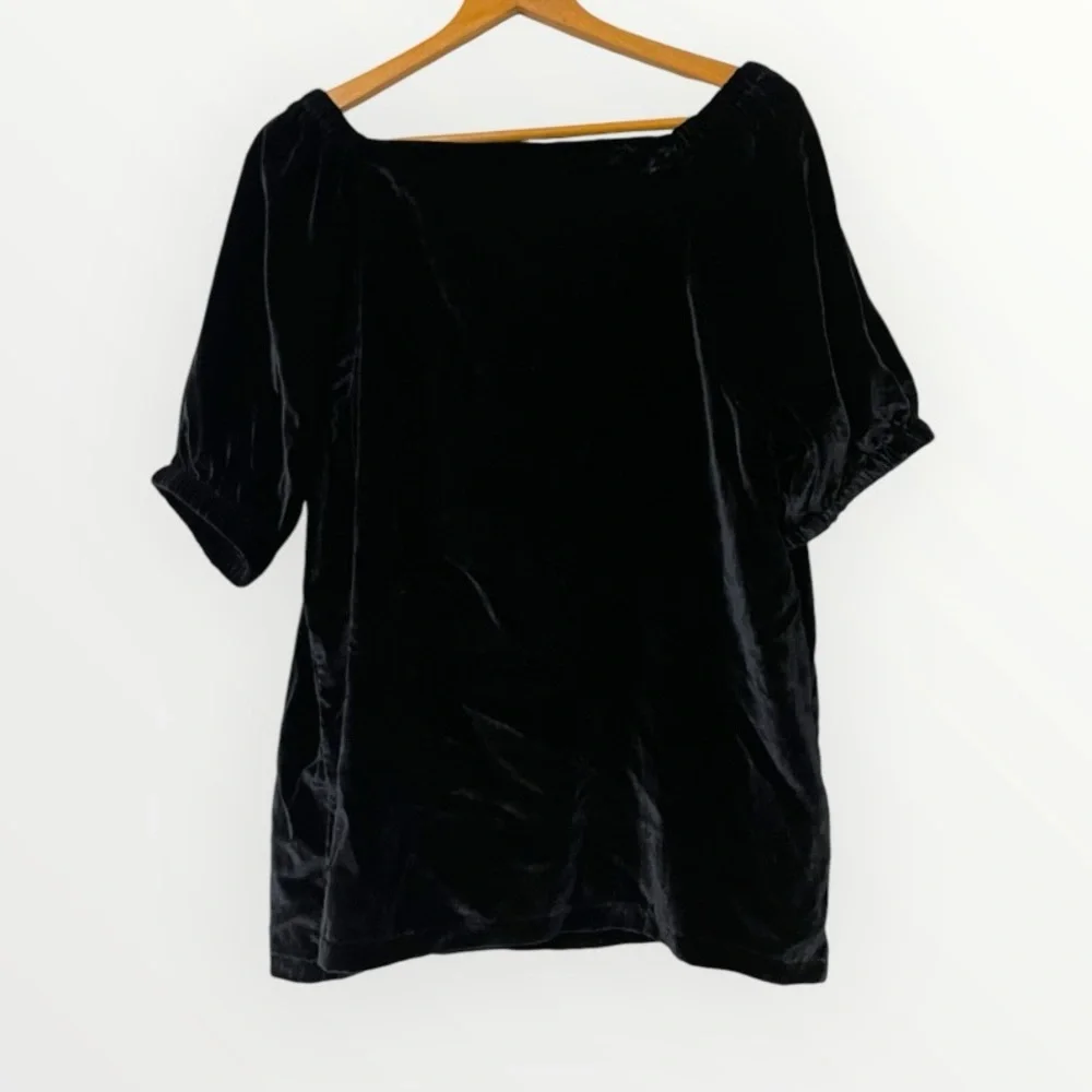 Loft Velvet Puff Sleeve Top XXL Black nwt